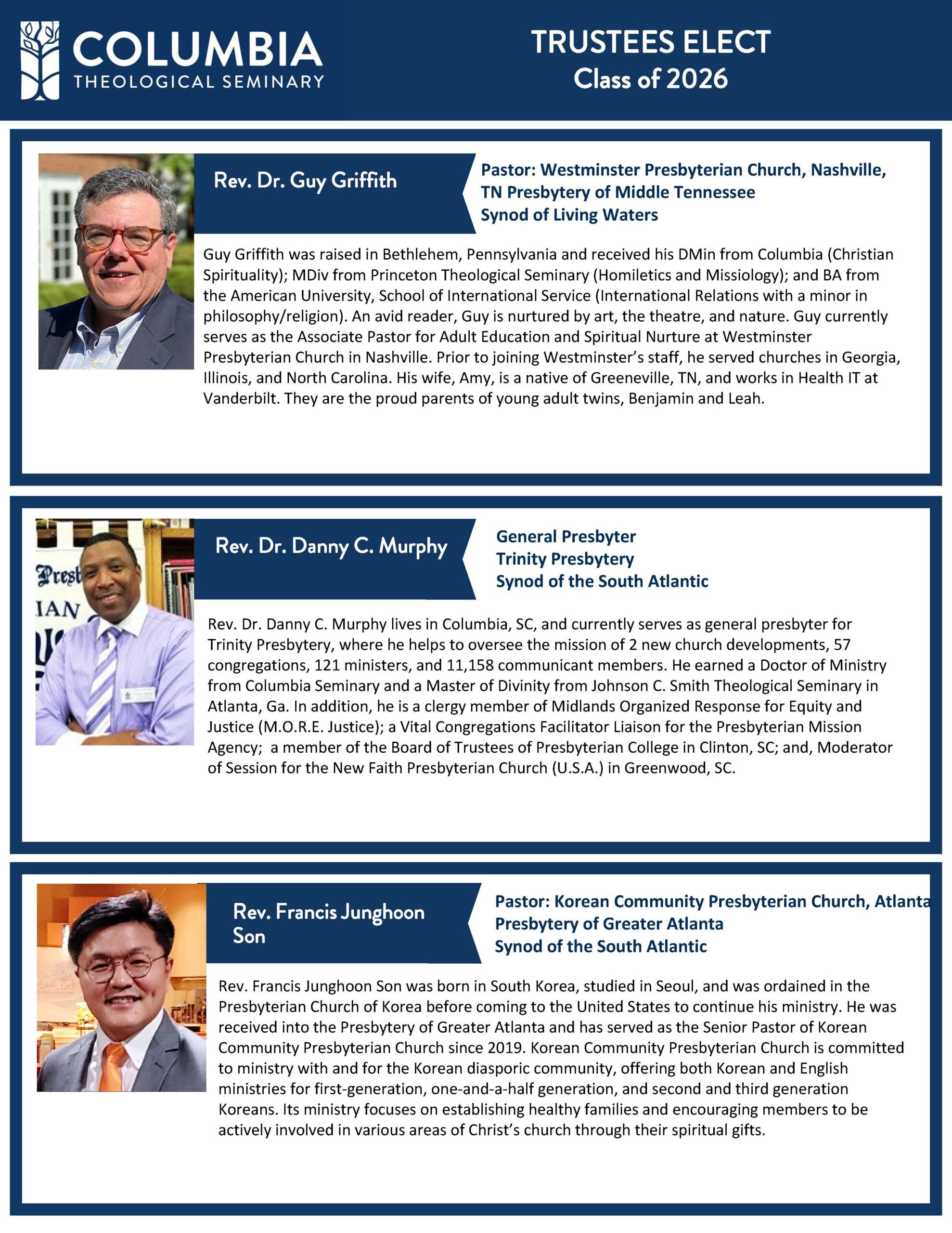 Our Trustees Columbia Theological Seminary